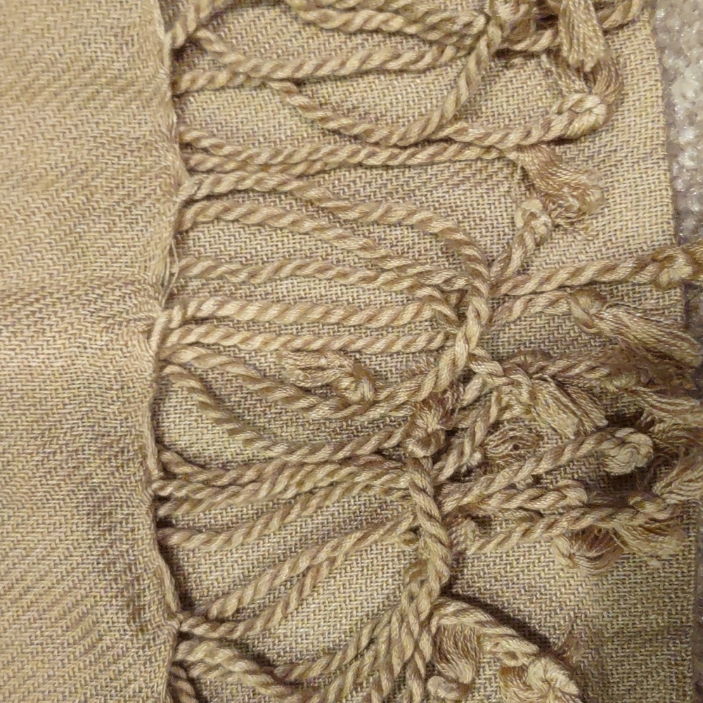Brown, tan, camel color scarf with fringe, new